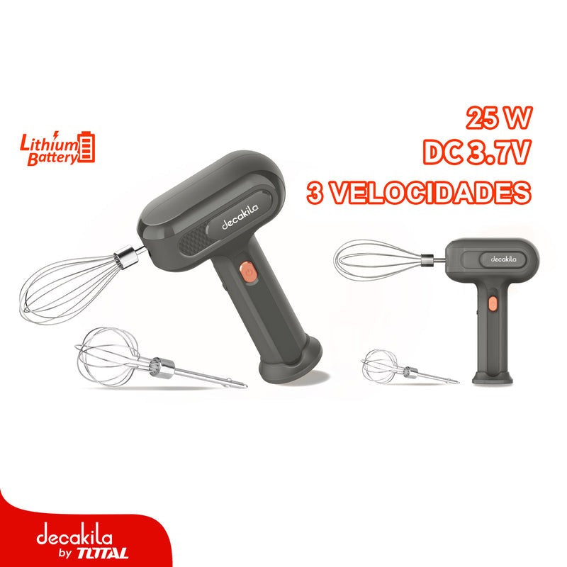 BATIDORA INALAMBRICA 3 VELOCIDADES 25W 3.7V CARGA TIPO C DECAKILA