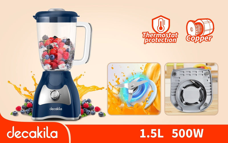 LICUADORA DE DOS VELOCIDADES 1.5L VASO PLASTICO 120V DECAKILA