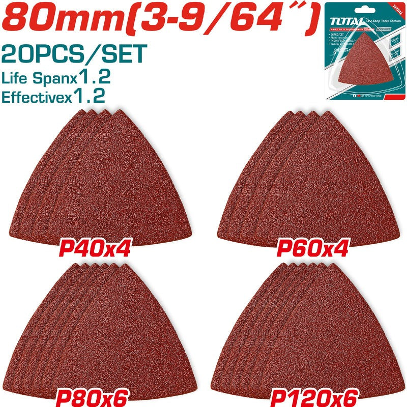 JUEGO DE HOJAS DE LIJA X 20 PIEZAS 3-9/64" COMPATIBLE ( TMLI2001-TS3006) TOTAL