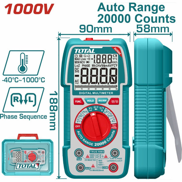 TESTER DIGITAL 1000V 20000 CONTEOS RMS INDUSTRIAL TOTAL