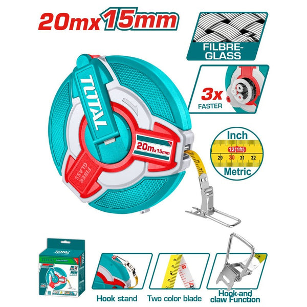 DECAMETRO 20MTS INDUSTRIAL FIBRA DE VIDRIO TOTAL