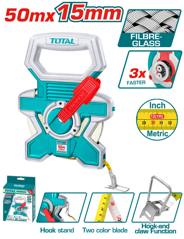DECAMETRO 50MTS INDUSTRIAL FIBRA DE VIDRIO TOTAL