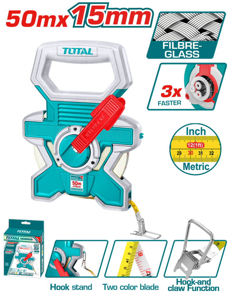 DECAMETRO 50MTS INDUSTRIAL FIBRA DE VIDRIO TOTAL