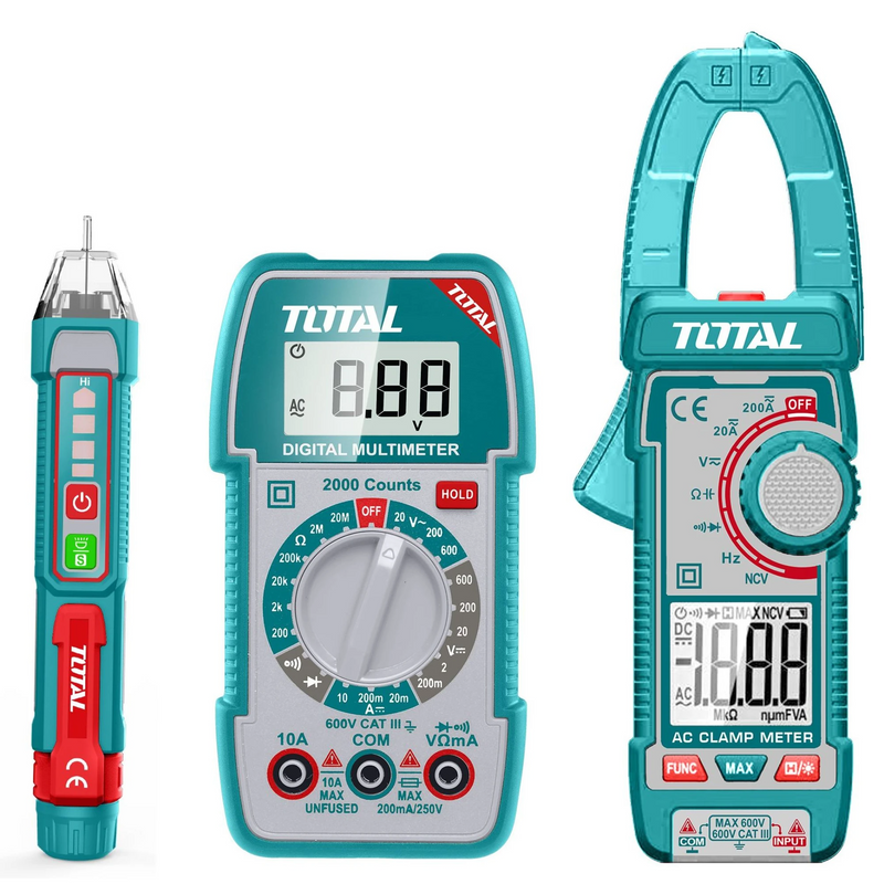 KIT MEDIDOR DE CORRIENTE DIGITAL INCLUYE PROBADOR - TESTER - TOTAL